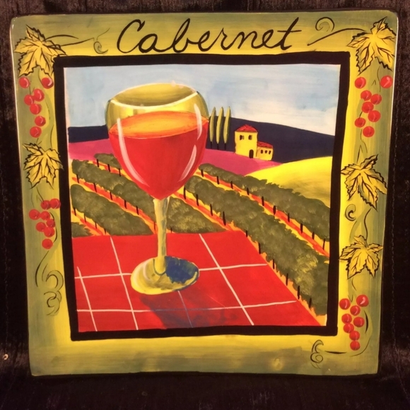 Naylor Designs Decorative Hanging Wall Plates Wine Vineyard Set Of 4 Vibrant Hue - Picture 5 of 5